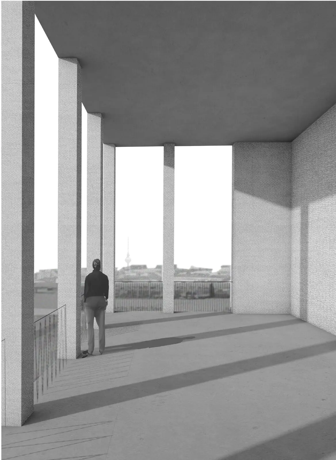 Perspektive Dachterrasse mit Blick über Berlin